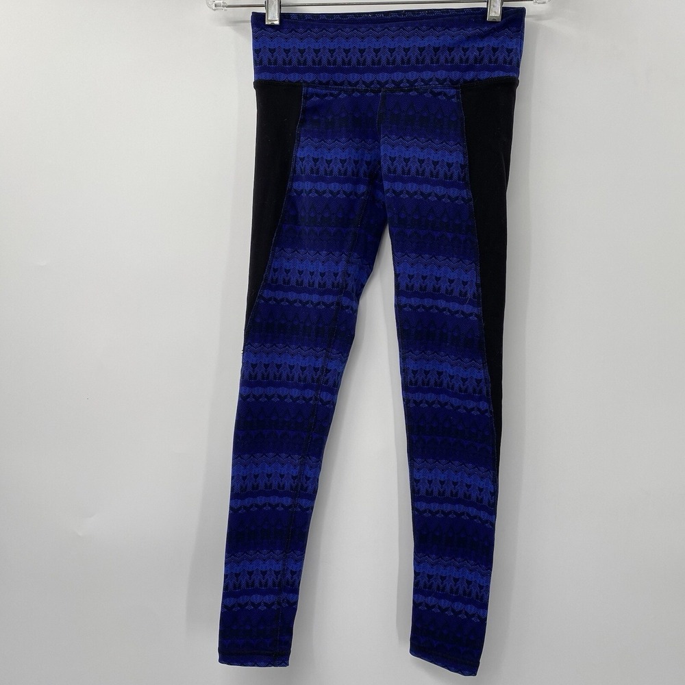 Alo Yoga Leggings Women S Blue Purple Chevron Geometric Print Compression Tights